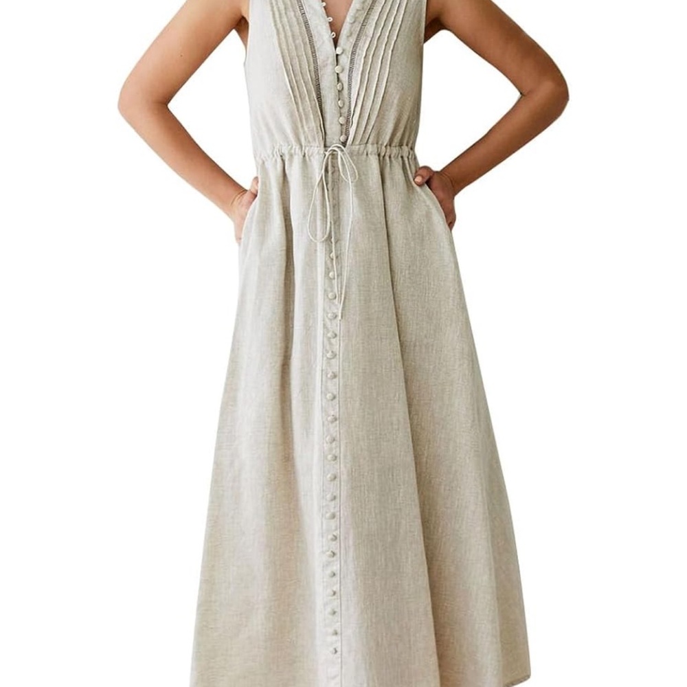 CHICWISH Women V Neck Sleeveless Midi Long Dress-Small